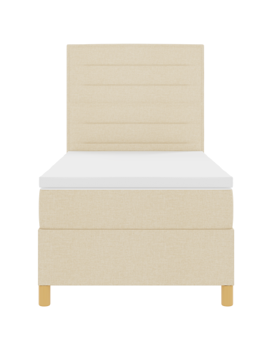 Letto a Sorgente LED con materasso Crema 90 x 190 cm Tessuto