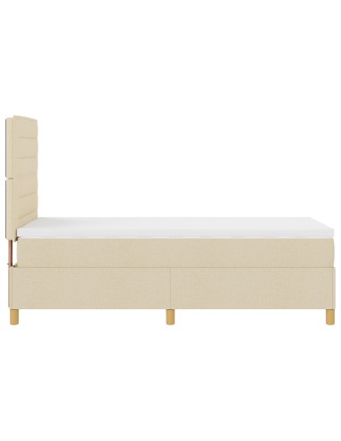 Letto a Sorgente LED con materasso Crema 90 x 190 cm Tessuto