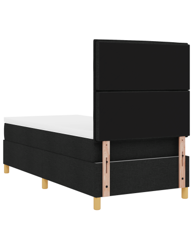 Letto a Sorgente LED con materasso Nero 90 x 200 cm Tessuto