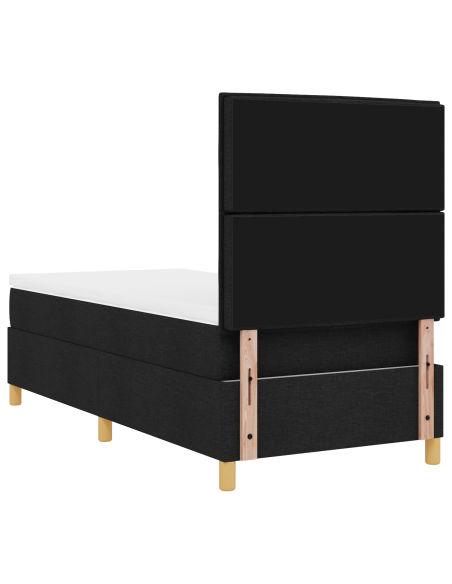 Letto a Sorgente LED con materasso Nero 90 x 200 cm Tessuto