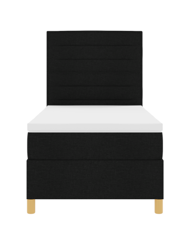 Letto a Sorgente LED con materasso Nero 90 x 200 cm Tessuto