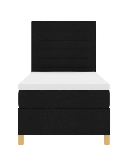 Letto a Sorgente LED con materasso Nero 90 x 200 cm Tessuto