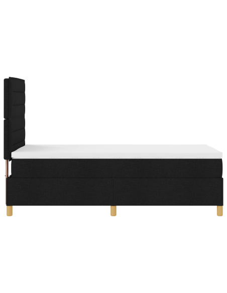 Letto a Sorgente LED con materasso Nero 90 x 200 cm Tessuto