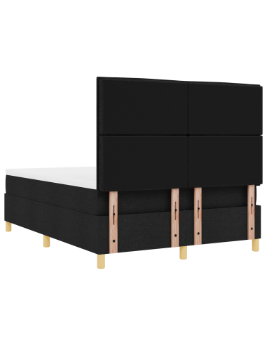Letto a Sorgente LED con materasso Nero 140 x 190 cm Tessuto