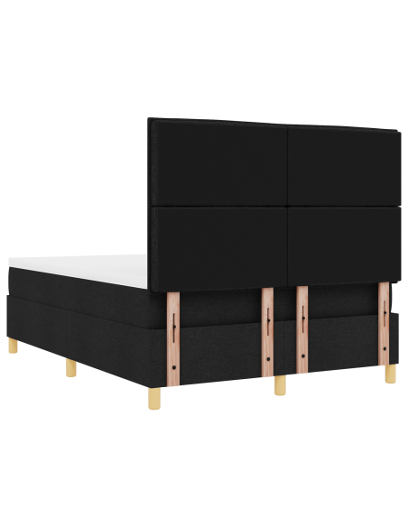 Letto a Sorgente LED con materasso Nero 140 x 190 cm Tessuto