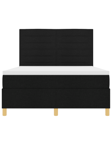 Letto a Sorgente LED con materasso Nero 140 x 190 cm Tessuto