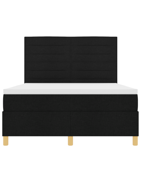 Letto a Sorgente LED con materasso Nero 140 x 190 cm Tessuto