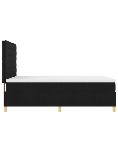 Letto a Sorgente LED con materasso Nero 140 x 190 cm Tessuto