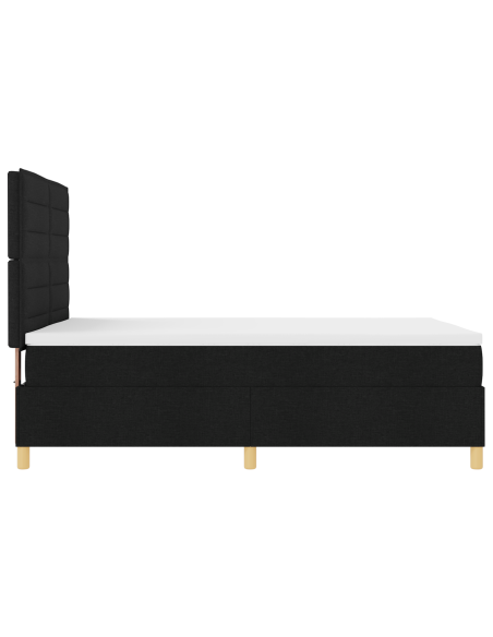 Letto a Sorgente LED con materasso Nero 140 x 190 cm Tessuto