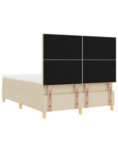 Letto a Sorgente LED con materasso Crema 160 x 200 cm Tessuto