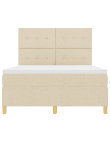 Letto a Sorgente LED con materasso Crema 160 x 200 cm Tessuto