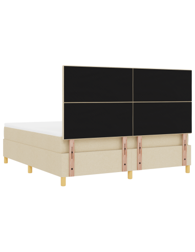 Letto a Sorgente LED con materasso Crema 180 x 200 cm Tessuto