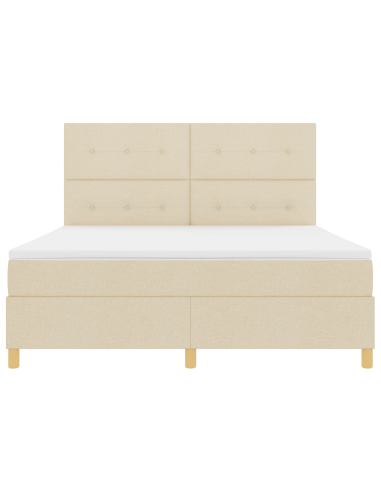 Letto a Sorgente LED con materasso Crema 180 x 200 cm Tessuto