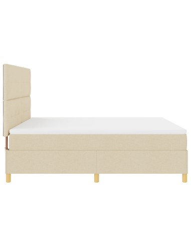Letto a Sorgente LED con materasso Crema 180 x 200 cm Tessuto