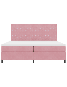 Letto a Sorgente LED con materasso Rosa 200 x 200 cm Tessuto 2
