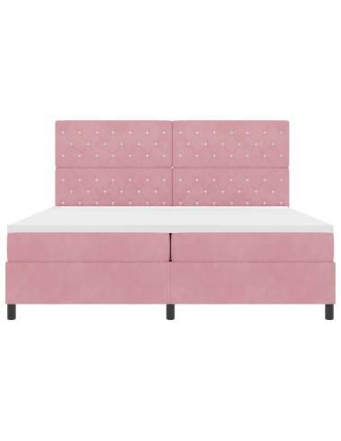 Letto a Sorgente LED con materasso Rosa 200 x 200 cm Tessuto