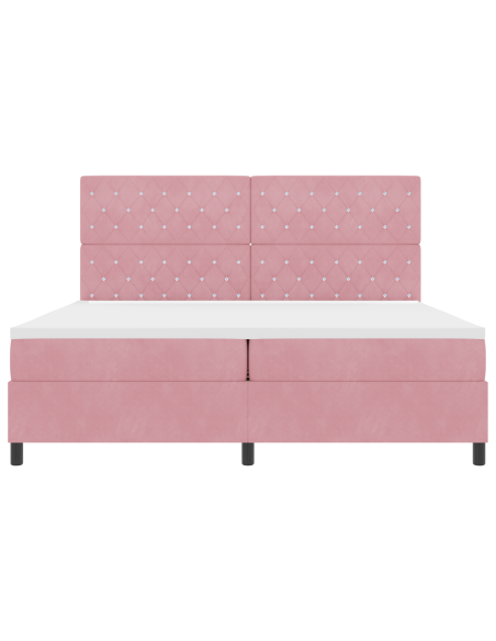 Letto a Sorgente LED con materasso Rosa 200 x 200 cm Tessuto