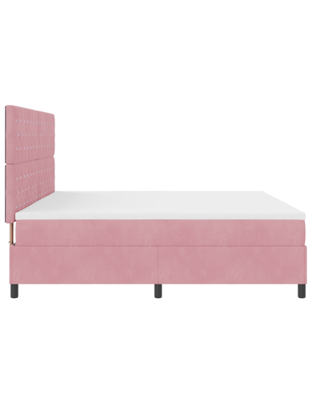 Letto a Sorgente LED con materasso Rosa 200 x 200 cm Tessuto