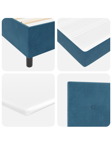 Letto a Sorgente LED con testiera Blu Scuro 80 x 200 cm Tessuto
