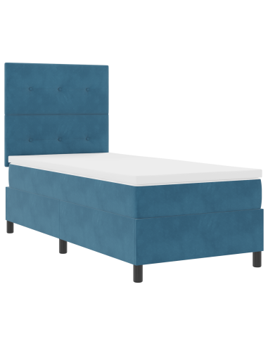 Letto a Sorgente LED con testiera Blu Scuro 80 x 200 cm Tessuto
