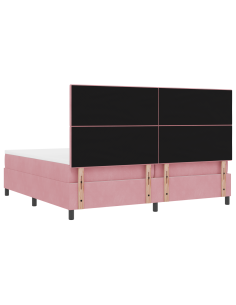 Letto a Sorgente LED con materasso Rosa 200 x 200 cm Tessuto 2
