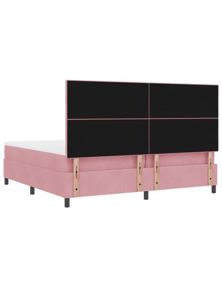 Letto a Sorgente LED con materasso Rosa 200 x 200 cm Tessuto