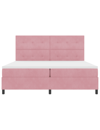 Letto a Sorgente LED con materasso Rosa 200 x 200 cm Tessuto