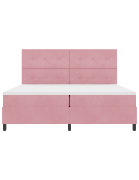 Letto a Sorgente LED con materasso Rosa 200 x 200 cm Tessuto