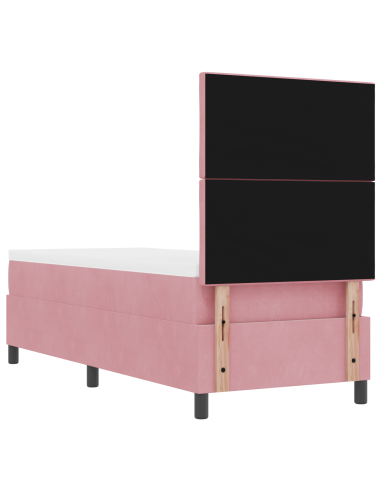Letto a Sorgente LED con materasso Rosa 80 x 200 cm Tessuto