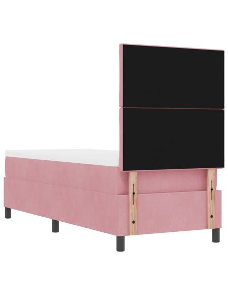 Letto a Sorgente LED con materasso Rosa 80 x 200 cm Tessuto
