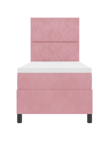 Letto a Sorgente LED con materasso Rosa 80 x 200 cm Tessuto