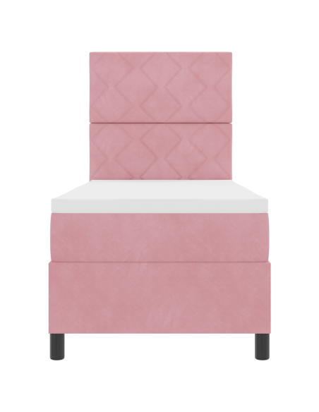 Letto a Sorgente LED con materasso Rosa 80 x 200 cm Tessuto