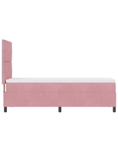 Letto a Sorgente LED con materasso Rosa 80 x 200 cm Tessuto