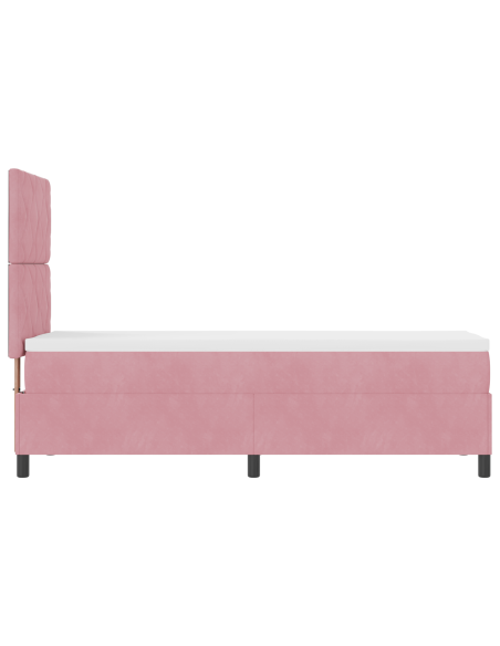 Letto a Sorgente LED con materasso Rosa 80 x 200 cm Tessuto