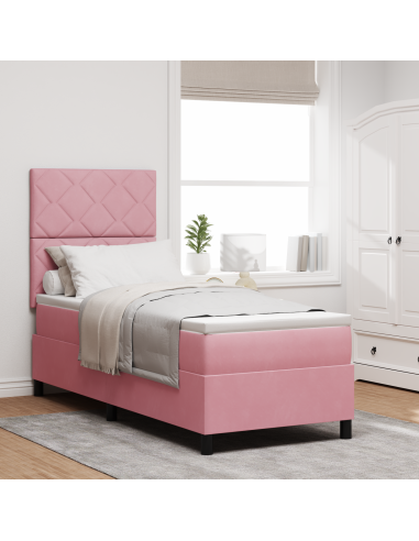 Letto a Sorgente LED con materasso Rosa 80 x 200 cm Tessuto