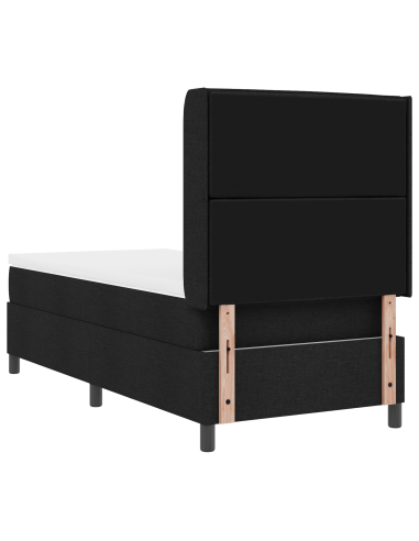 Letto a Sorgente LED con materasso Nero 90 x 200 cm Tessuto