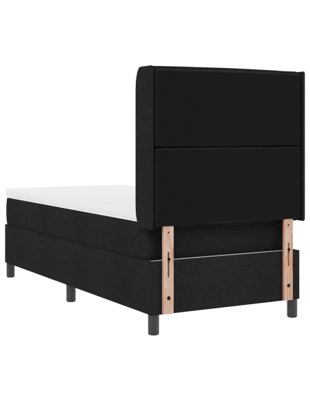 Letto a Sorgente LED con materasso Nero 90 x 200 cm Tessuto