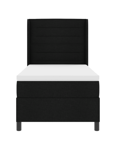 Letto a Sorgente LED con materasso Nero 90 x 200 cm Tessuto