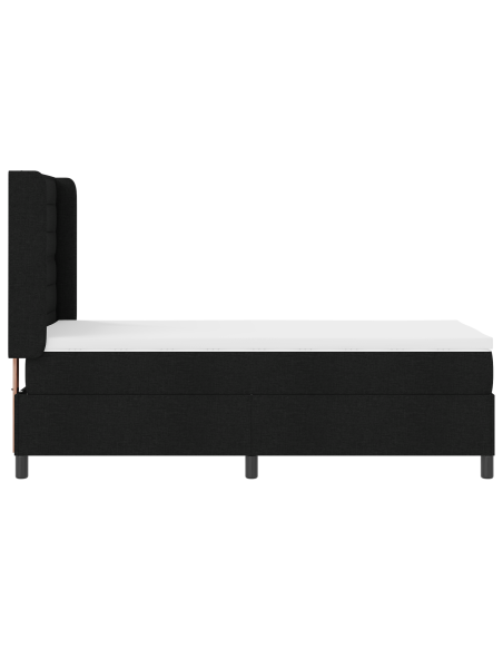 Letto a Sorgente LED con materasso Nero 90 x 200 cm Tessuto