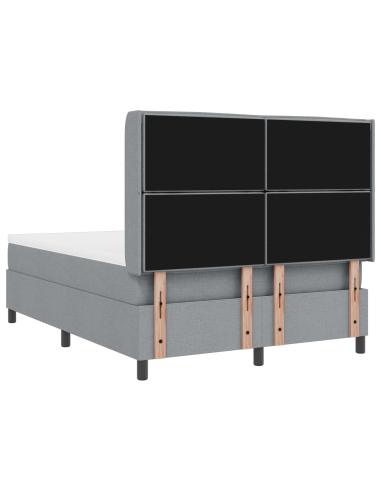 Letto a Sorgente LED Grigio chiaro 140 x 190 cm Tessuto