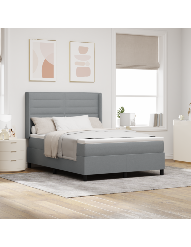 Letto a Sorgente LED Grigio chiaro 140 x 190 cm Tessuto