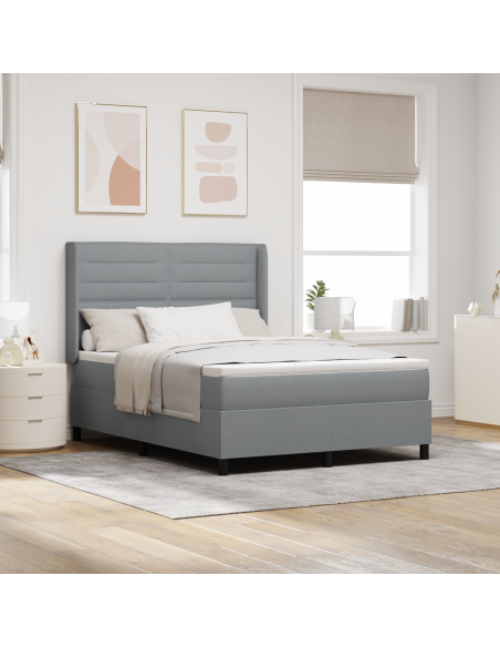 Letto a Sorgente LED Grigio chiaro 140 x 190 cm Tessuto