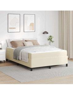 Struttura del letto con materasso Crema 140 x 200 cm Tessuto