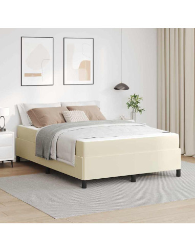 Struttura del letto con materasso Crema 140 x 200 cm Tessuto