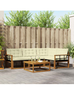 Set di divani da esterno con cuscino 5 pcs Naturale e Crema