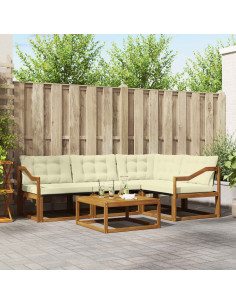 Set di divani da esterno con cuscino 5 pcs Naturale e Crema