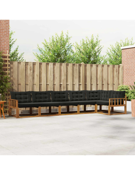 Set di divani da esterno con cuscino 6 pcs Naturale e Nero