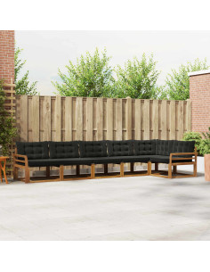 Set di divani da esterno con cuscino 6 pcs Naturale e Nero