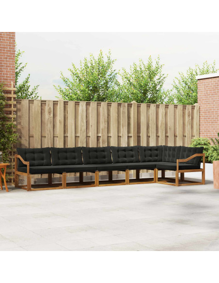 Set di divani da esterno con cuscino 6 pcs Naturale e Nero