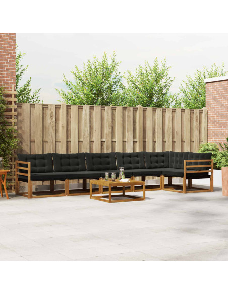 Set di divani da esterno con cuscino 7 pcs Naturale e Nero